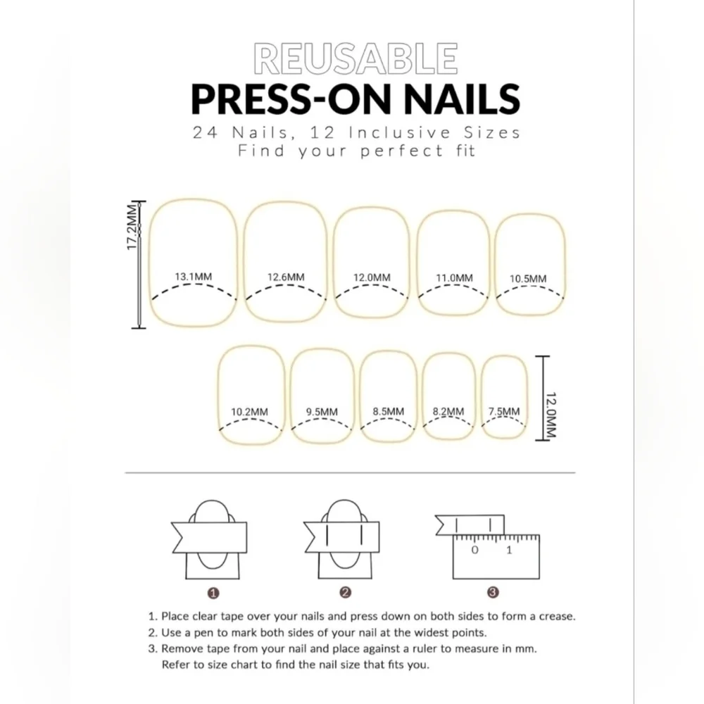 Nwt 48pcs Blue Gray Manicure & Pedicure Premium Press On Nails